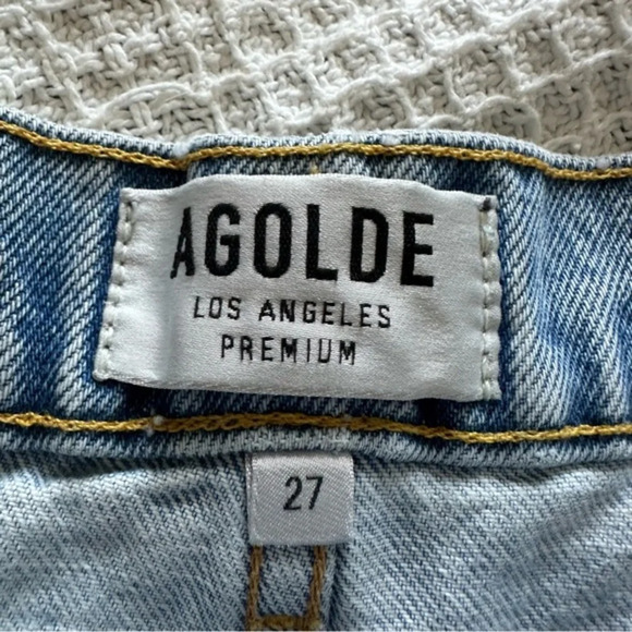AGOLDE Womens Jaden High Rise Cut Off Shorts 27 Light Wash Destroyed A038-I-811 - Picture 2 of 9